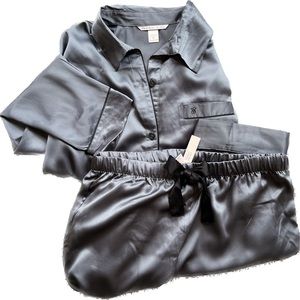 Dark Gray Women’s Satin Victoria’s Secret 2-Piece Pajama Set Size Small - NWT!